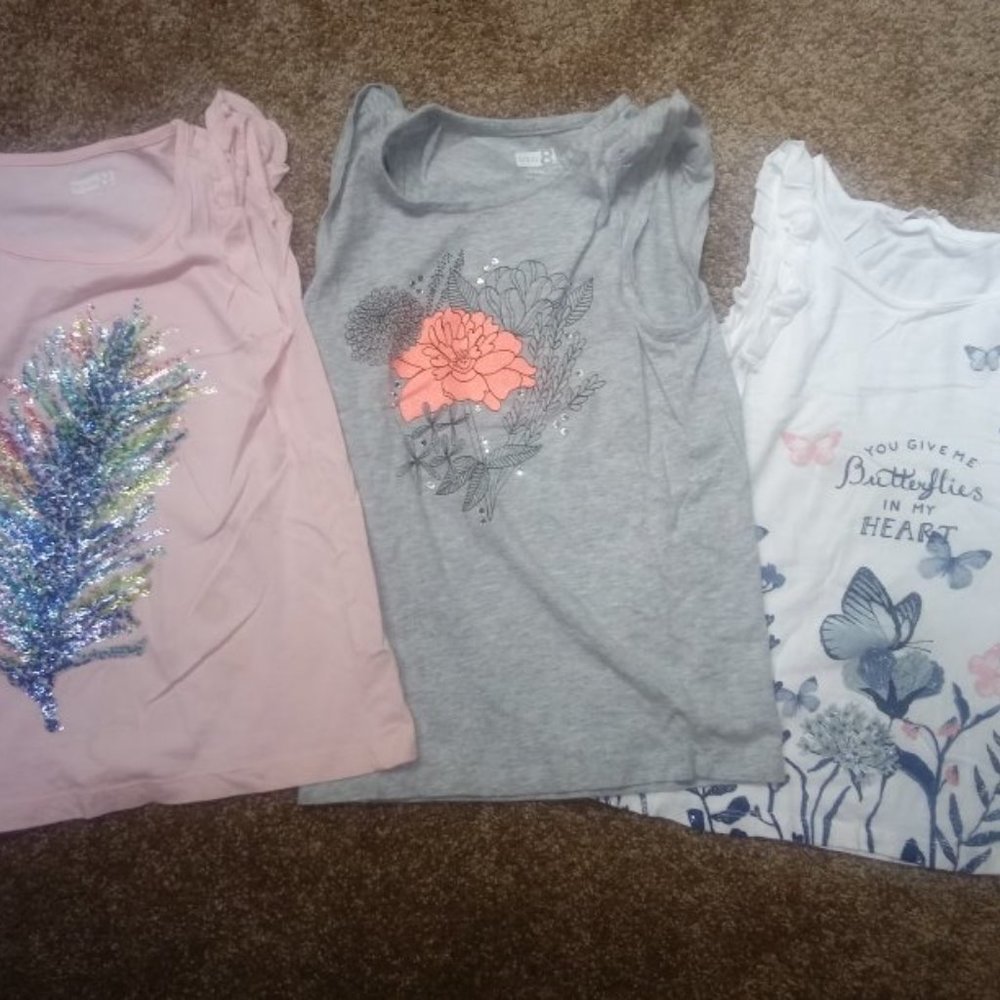 3 Sleeveless Toddler Tops Sizes 5-6 / 6-8